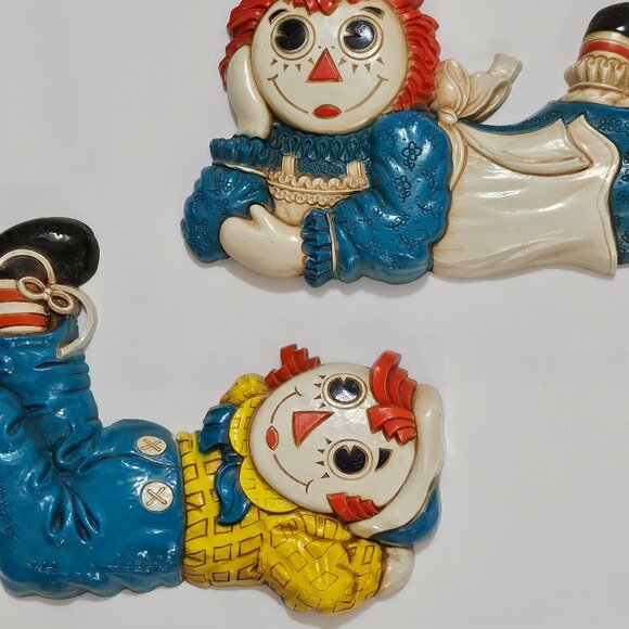 Rare 1977 Bobbs Merrill Raggedy Ann and Andy Plastic Wall Plaques - Picture 12 of 14